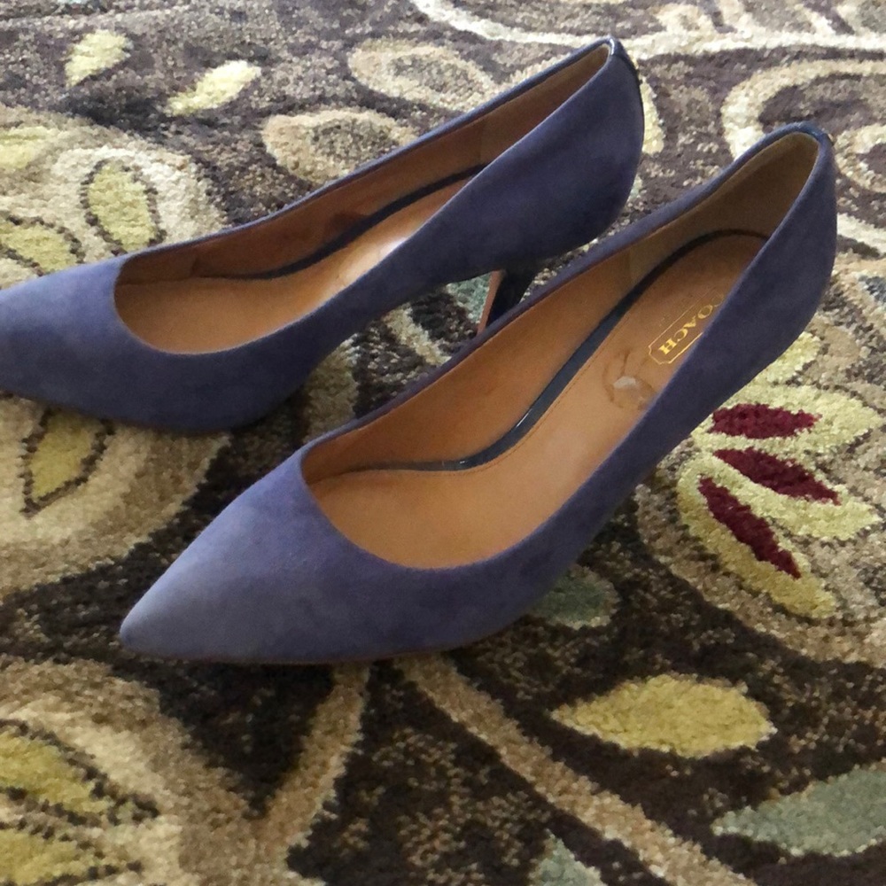 Purple suede Coach heels